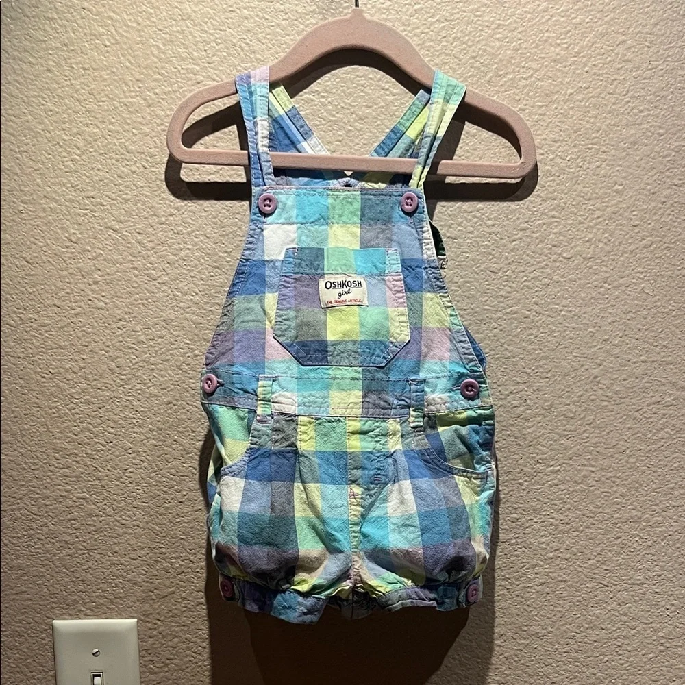 Oshkosh Girl Shortalls Romper Plaid Size 24 Months